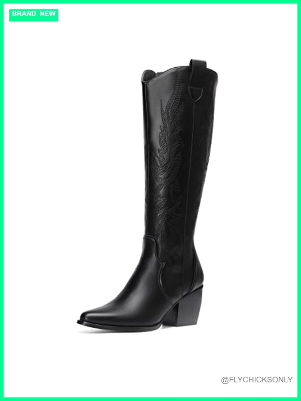 Women's Knee-High Chunky Heel Cowboy Boots Faux Leather Suede Pointed Toe